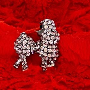 Elegant Silver Crystal Poodle Brooch - NWOT